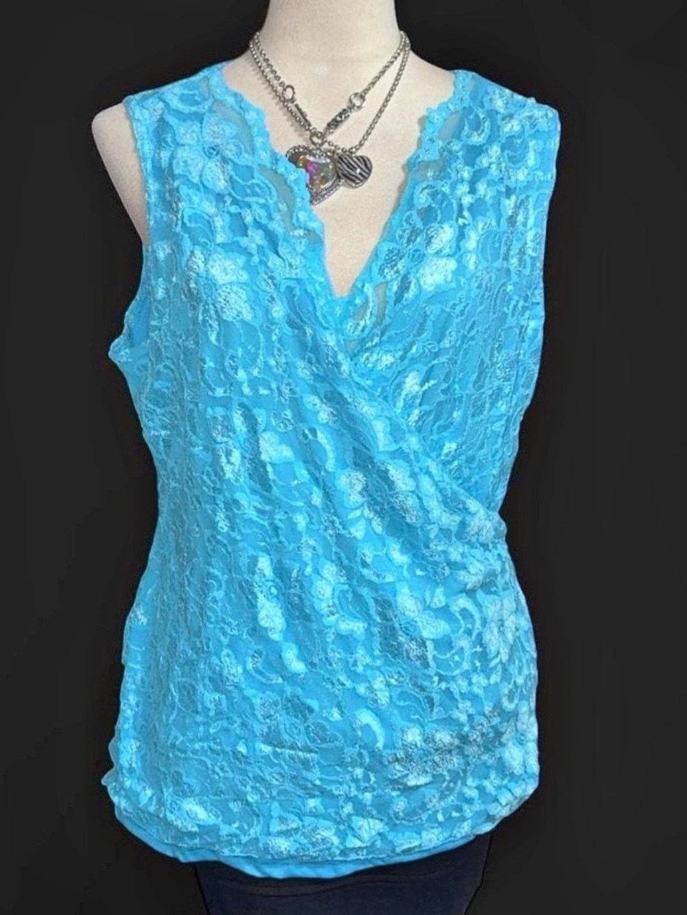 JL Studio Blue Floral Lace Tunic Size 1X
